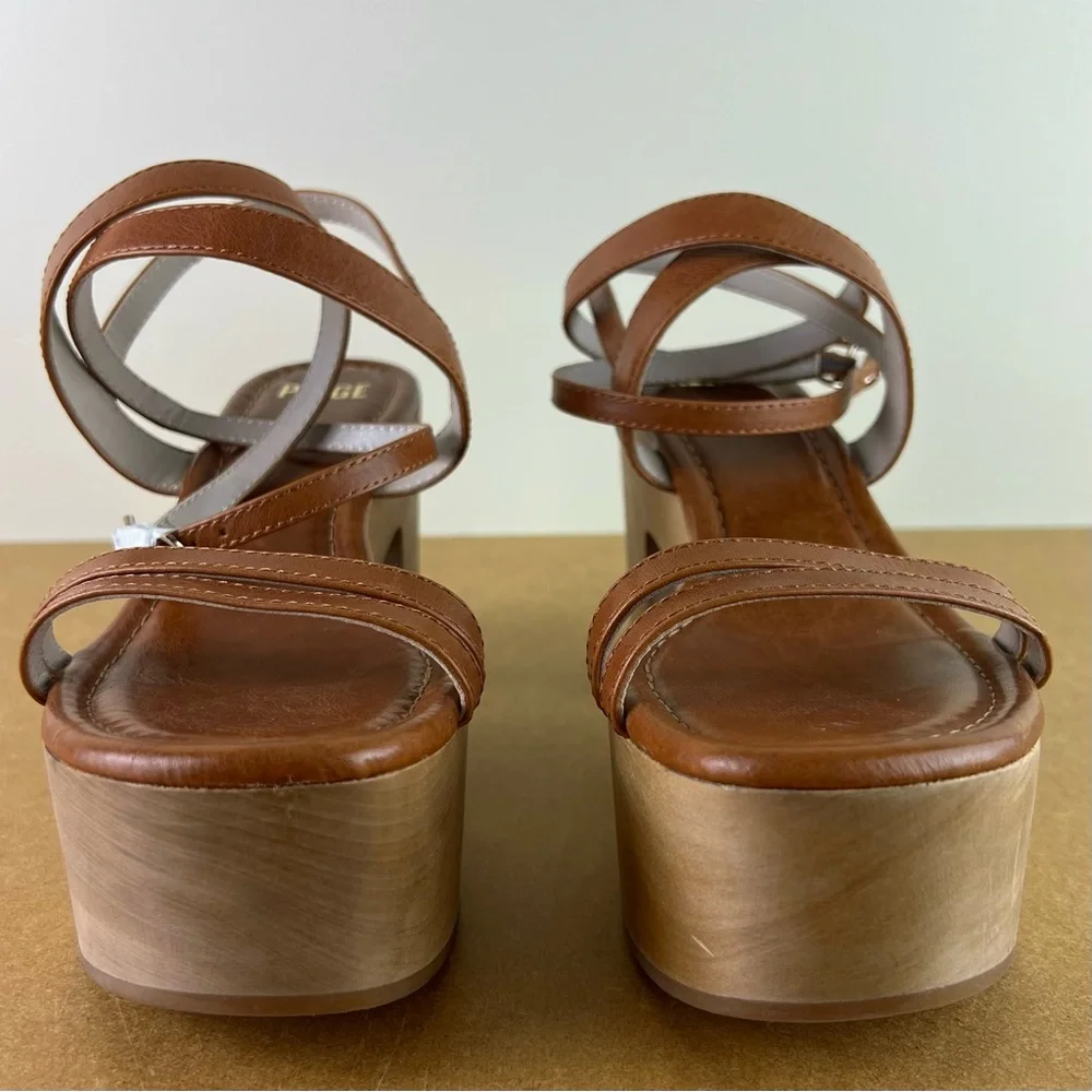 NEW PAIGE BROWN LEATHER CLOG SANDALS - Picture 10 of 12